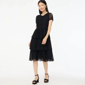 NWT J crew pleated flock-dot puff sleeve dress